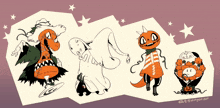 a drawing of a ghost a fox and a pumpkin with the year 2020