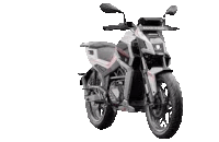 a motorcycle is sitting on a white surface .