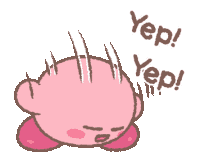 a drawing of kirby with the words yep written on the bottom