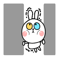 a cartoon of a rabbit with big eyes and a pink nose