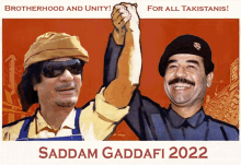 a poster that says brotherhood and unity with two men