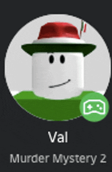 a roblox avatar with a red hat and a green hat