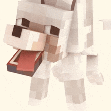 a 3d model of a minecraft wolf with its tongue out