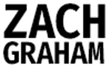 the logo for zach graham is black and white and has a white background .