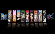 a group of one piece characters are lined up in a row