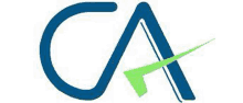 a blue and green ca logo with a green arrow pointing to the right .