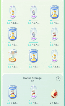 a screenshot of a game that shows the bonus storage