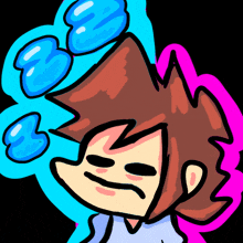 a cartoon drawing of a person with bubbles coming out of his head