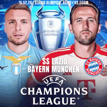 a poster for the champions league featuring two soccer players