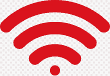 a red icon of a wifi signal on a transparent background