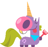 an illustration of a unicorn with a fork in its hand