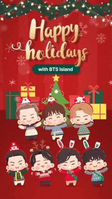 a happy holidays with bts island advertisement