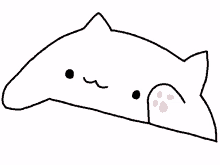 a black and white drawing of a dolphin with a pink paw