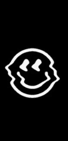 a black and white smiley face with hearts on a black background .