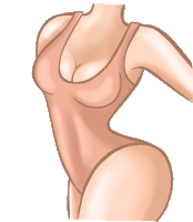 a cartoon drawing of a woman 's torso in a pink bodysuit