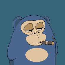 a cartoon of a monkey smoking a cigar with a bullet in its mouth