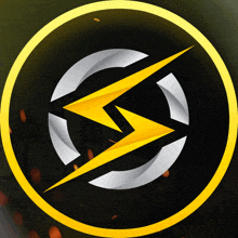 a yellow lightning bolt in a circle on a black background