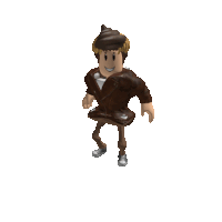 a cartoon character with a brown jacket and a brown hat