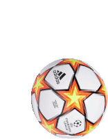 an orange and white adidas soccer ball with a star on it