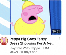 a video of peppa pig going fancy dress shopping for a ne