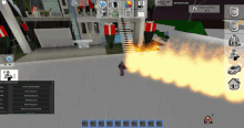 a screenshot of a video game shows a fireball coming out of a building