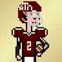 a pixel art drawing of a football player with the number 2