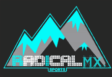 a logo for radical mx sports with a mountain in the middle