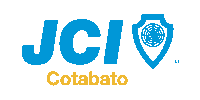 a blue and yellow logo for jci cotabato with a shield