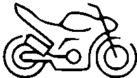 a black and white line drawing of a motorcycle on a white background .