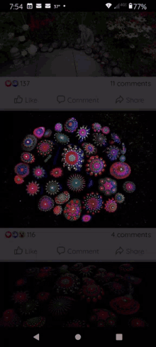 a screenshot of a facebook page with a bunch of colorful circles