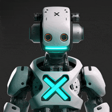 a robot with an x on its chest