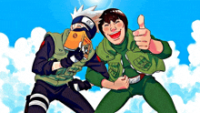 a cartoon drawing of kakashi and rock lee