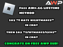 an advertisement for free awp gg lifetime