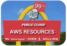 a public cloud aws resources sign with a mcdonald 's logo