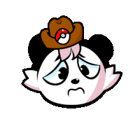 a cartoon of a panda wearing a cowboy hat crying