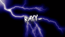 a lightning bolt with the name rayy written in white