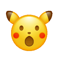 a pikachu face with a surprised expression on its face