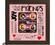 a framed poster that says " smile friends xoxo "