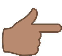 a brown hand pointing to the left with its index finger