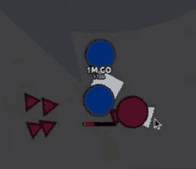 a screenshot of a video game with a blue , red and white circle .