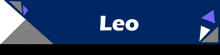 a blue sign that says leo in white letters