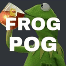 kermit the frog is drinking a cup of lipton tea .