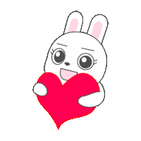 a cartoon bunny is holding a red heart