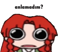 a cartoon character with red hair and big eyes is asking " anlamadım "