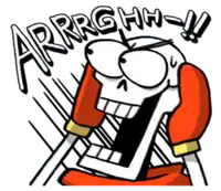 a cartoon drawing of a skeleton with a surprised look on his face and the words arrrghhh !