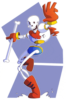 a cartoon drawing of a skeleton with a red cape on