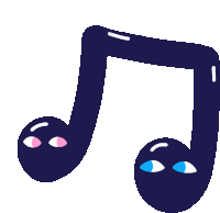 a cartoon illustration of a music note with eyes