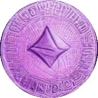 a purple coin with a diamond in the center and the word " united " on the bottom