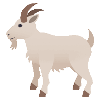 an illustration of a goat with long horns and a beard