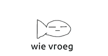 a black and white drawing of a fish with the word wie vroeg underneath it